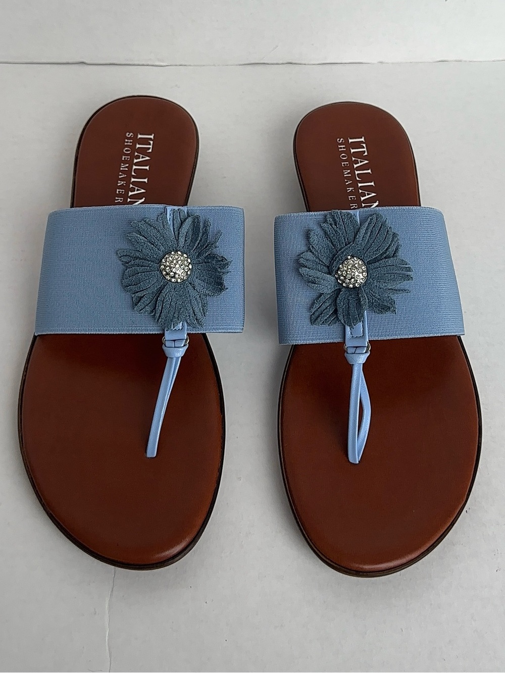 ITALIAN SHOEMAKERS Rima Floral Thong Sandals Women’s 10 Blue NWOT